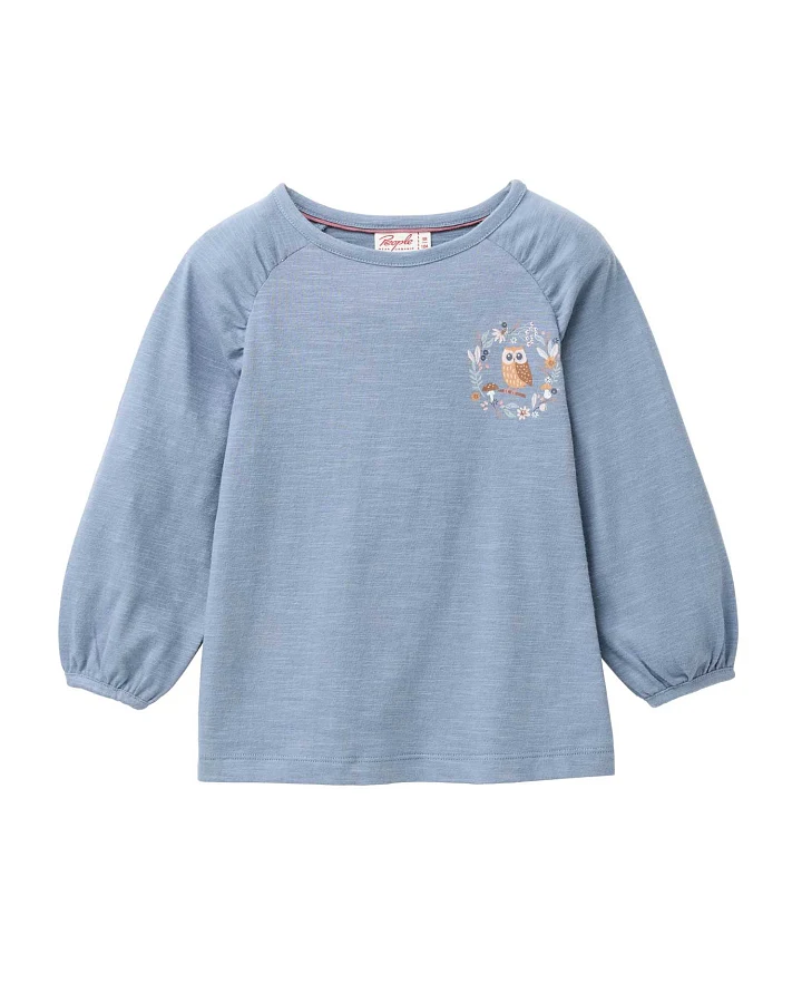 People Wear Organic - Langarmshirt "Eule" rauchblau