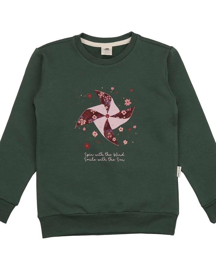 Walkiddy - Sweatshirt "Windmühle" dunkelgrün