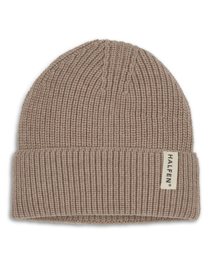 Halfen Strickerei - Strick-Beanie Merinowolle nuss 2-4y