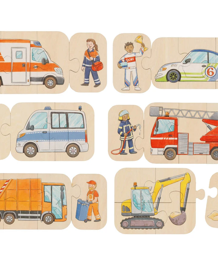 goki - Puzzle Holz - Fahrzeuge 24 Teile