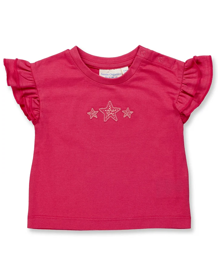 Sense Organics - T-Shirt mit Flügelarm "Seesterne" pink