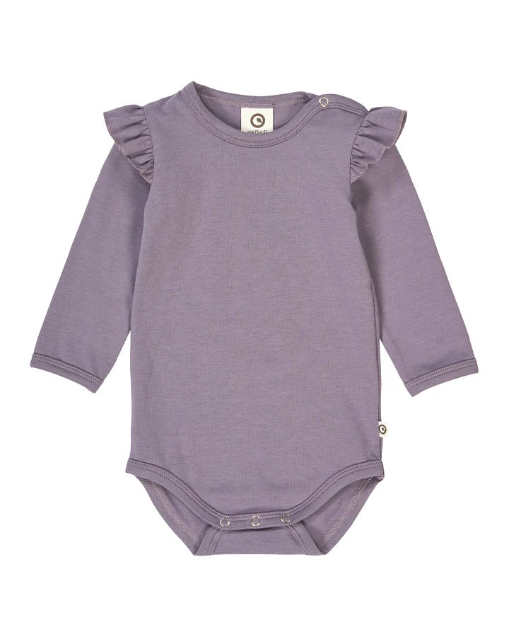 Müsli by green Cotton - Langarmbody mit Puffärmel lila fog