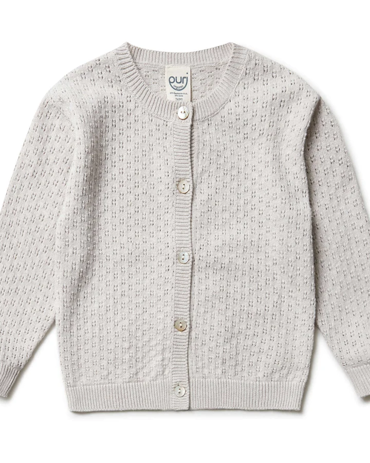 puri organic - Strickjacke "Ajour" mit Seide beige