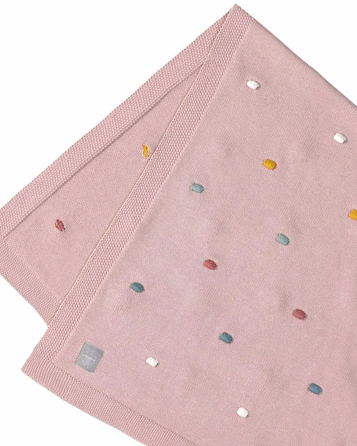 Lässig - Babydecke Strick "Dots" rosa