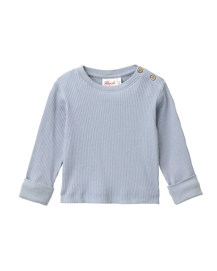 People Wear Organic - Ripp-Langarmshirt blaugrau