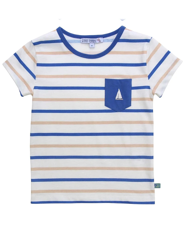 Enfant Terrible - T-Shirt "Segelboot" white-sky gestreift
