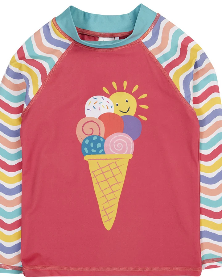 Frugi - Schwimmshirt "Icecream" himbeerrot UPF 50+