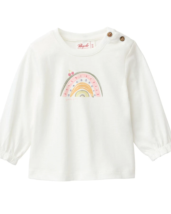 People Wear Organic - Mädchen-Langarmshirt "Regenbogen" weiß