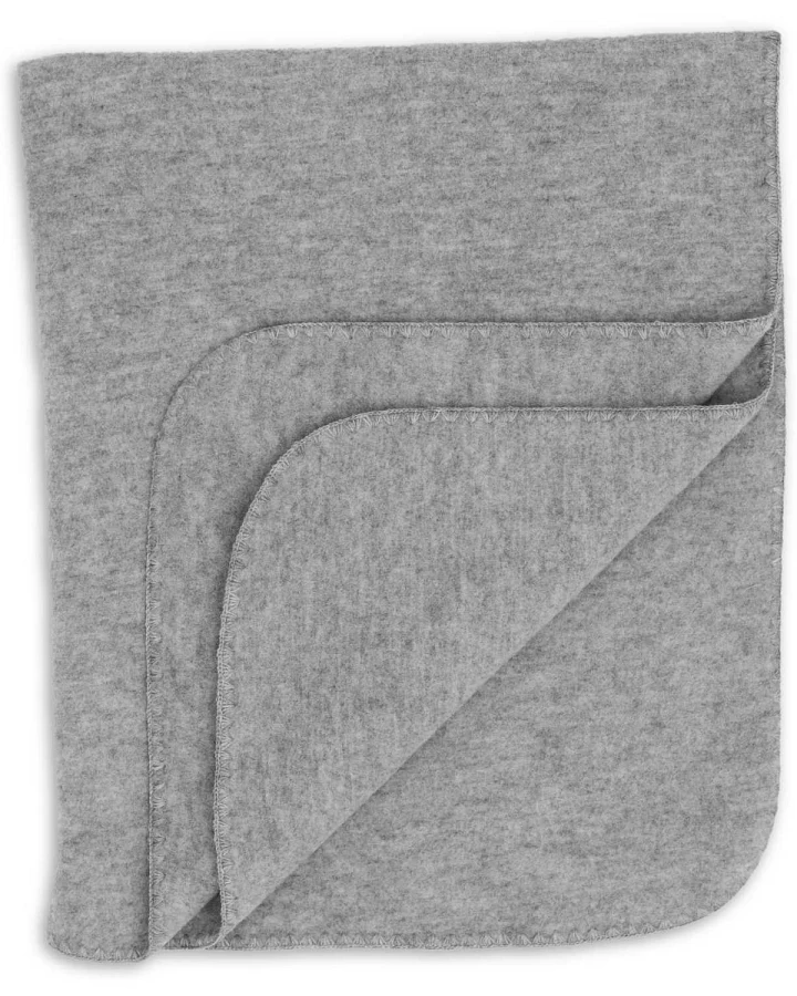 Engel - Wollfleece Decke grau mit Muschelkante
