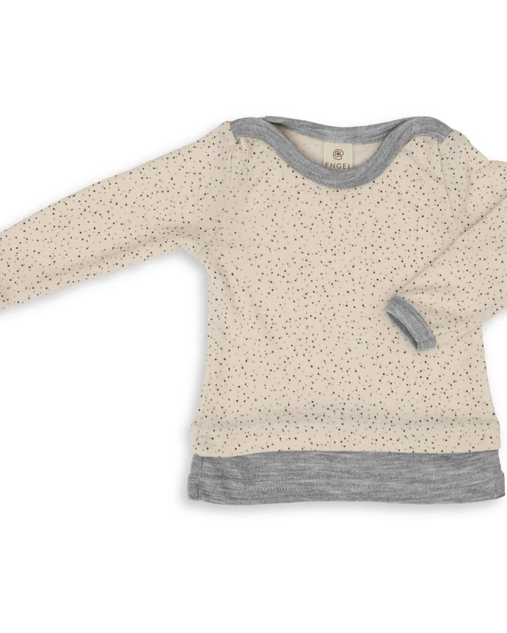 Engel - Baby Pullover Wolle Seide natur gepunktet