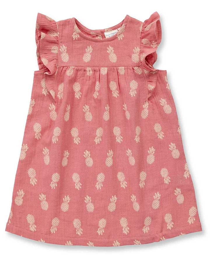 Sense Organics - Musselin-Kleid mit Rüsche "Ananas" peach