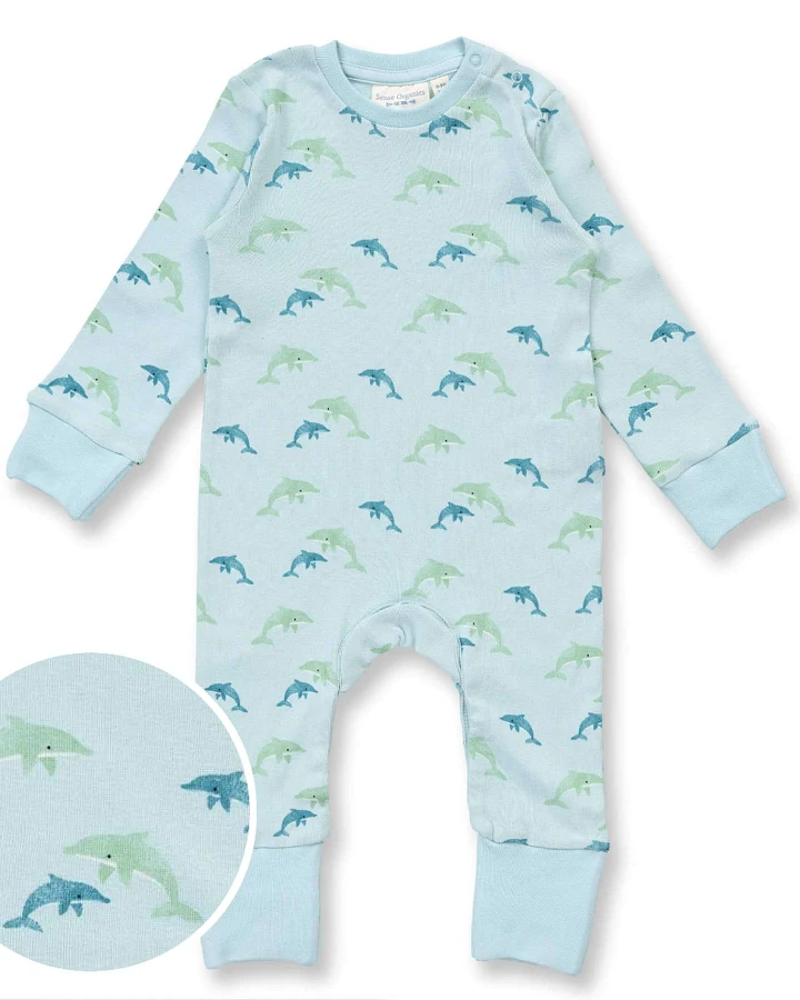 Sense Organics - Strampler "Delfin" hellblau