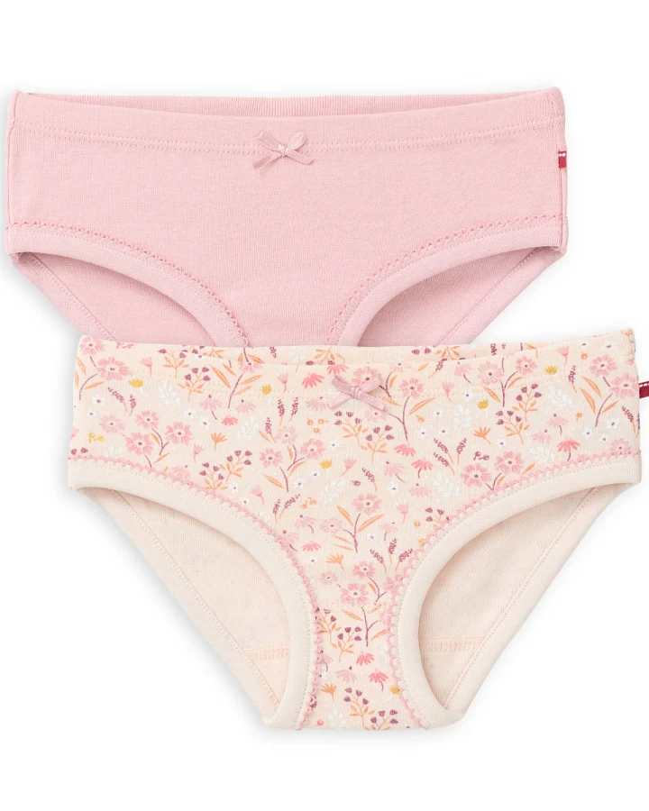 People Wear Organic - Mädchen-Slips 2er Pack "Blumen" hellrosa