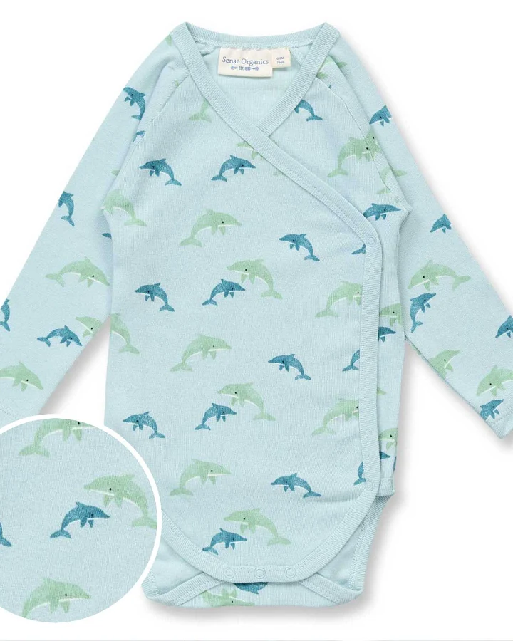 Produktseite: Sense Organics - Wickelbody "Delfin" hellblau