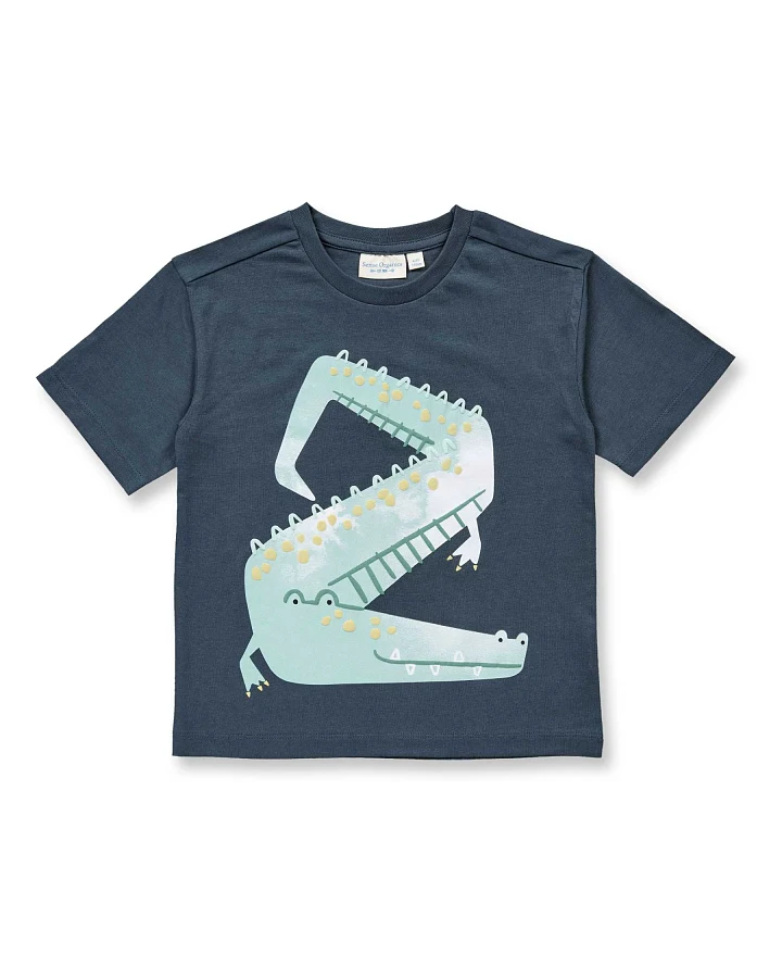 Sense Organics - T-Shirt "Krokodil" dunkelpetrol