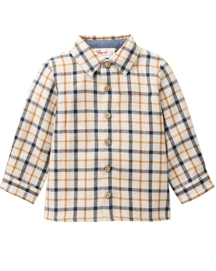 People Wear Organic - Flanell-Hemd kariert hellbeige