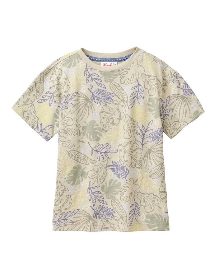 People Wear Organic - T-Shirt "Tropische Blätter" khaki
