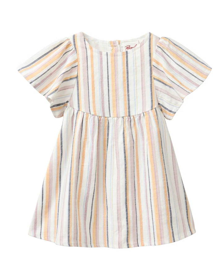 People Wear Organic - Sommerkleid mit Flügelarm bunt gestreift