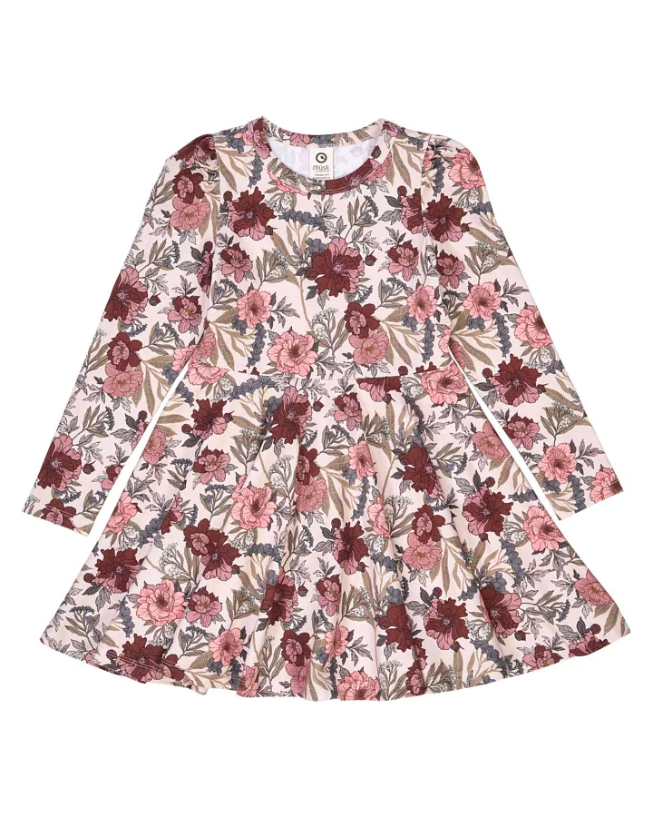 Müsli - Langarm-Kleid geblümt altrosa