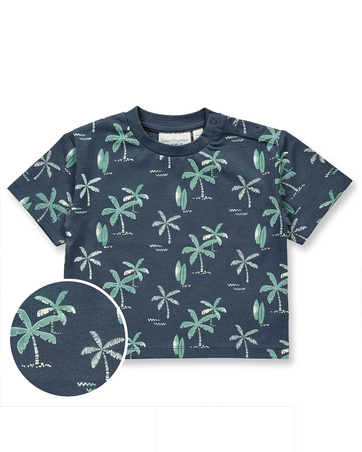 Sense Organics - T-Shirt "Palmen" dunkelpetrol