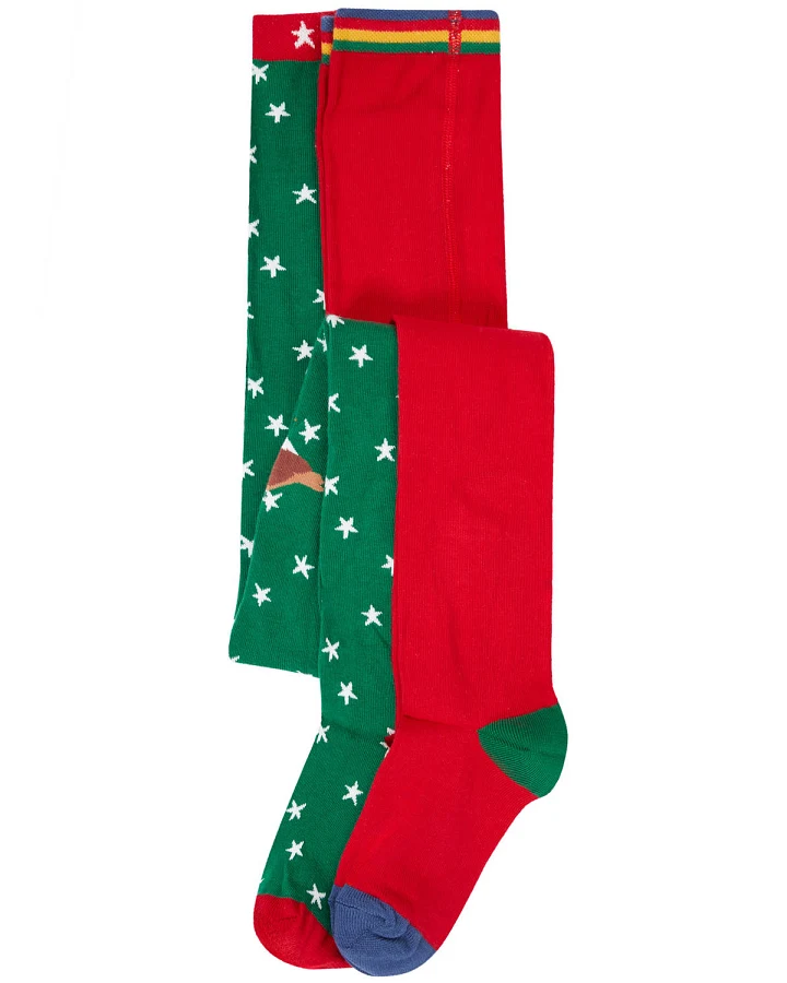 Frugi - Strumpfhose 2er-Pack rot-grün