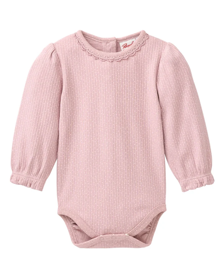 People Wear Organic - Langarmbody "Pünktchen" rosenholz