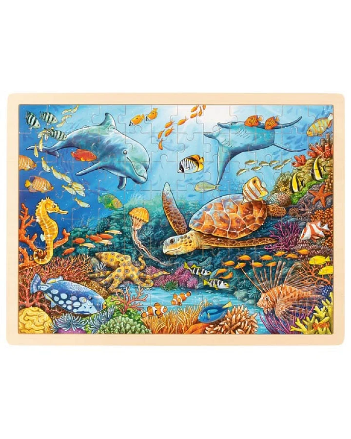goki - Rahmenpuzzle Holz "Korallenriff", 96 Teile