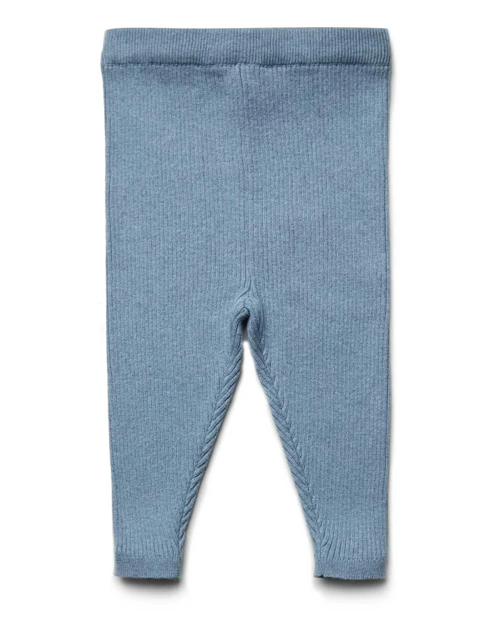 puri organic - Strick-Leggings mit Schurwolle rauchblau