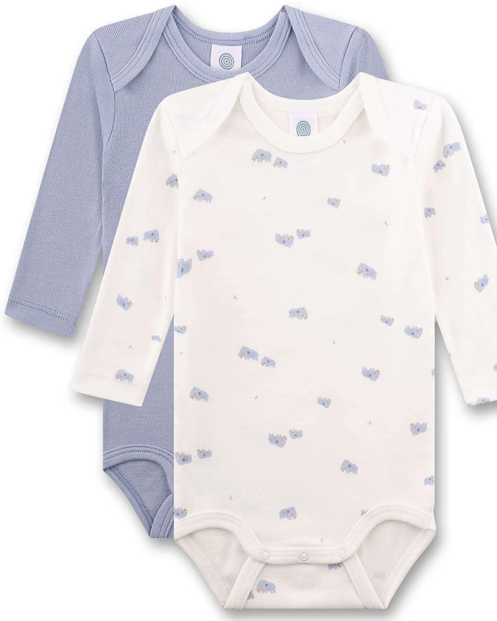 Sanetta - Langarmbody 2er-Set "Mammut" weiß-blau