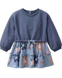 Produktseite: People Wear Organic - Sweat-Kleid "große Herbstblumen" indigoblau