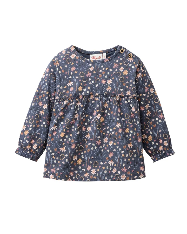 People Wear Organic - Langarmshirt "Mille Fleurs" indigoblau