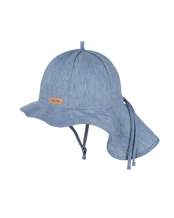 Pure Pure by Bauer - Leinen-Sonnenhut mit Nackenschutz blue-shadow