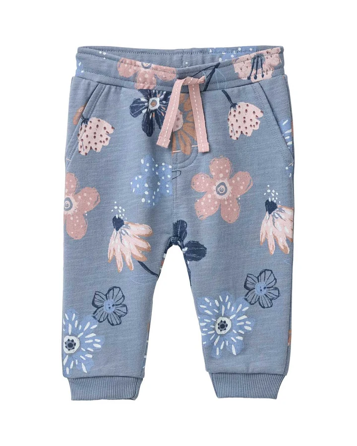 People Wear Organic - Sweat-Hose "große Herbstblumen" rauchblau