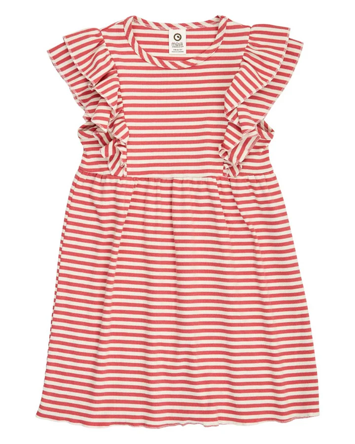 Müsli - Kurzarmkleid mit Rüschen rot-weiß