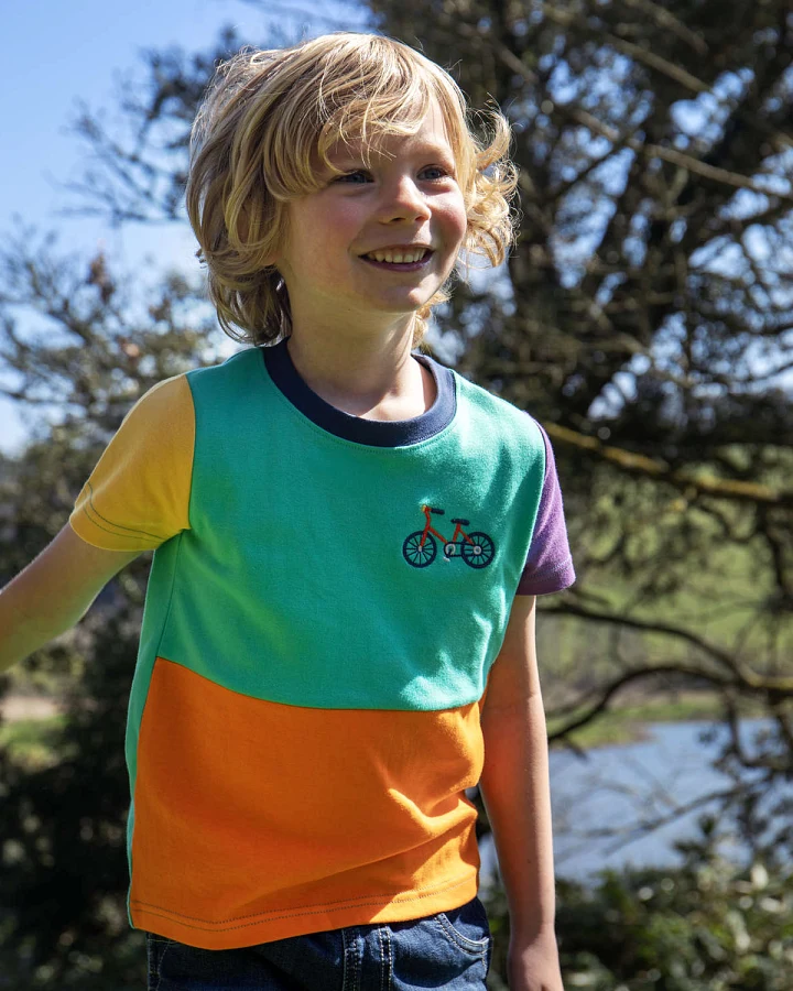 Frugi - T-Shirt "Fahrrad" colourblock