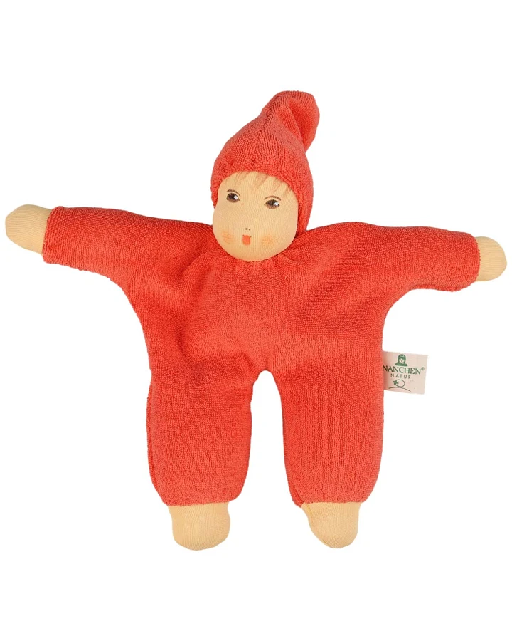Nanchen Natur - Babypuppe Schmuse rot-orange
