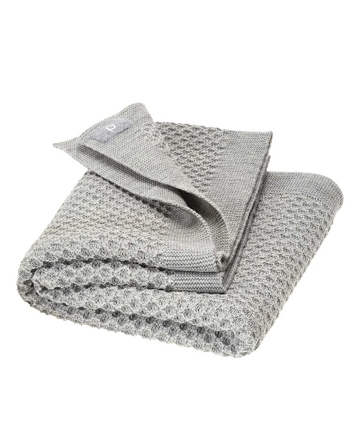 Disana - Waben Strickdecke Merinowolle Grau 80x100 cm