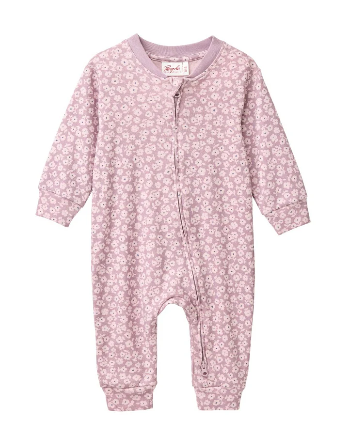 Produktseite: People Wear Organic - Schlafstrampler "Veilchen" dunkelmalve