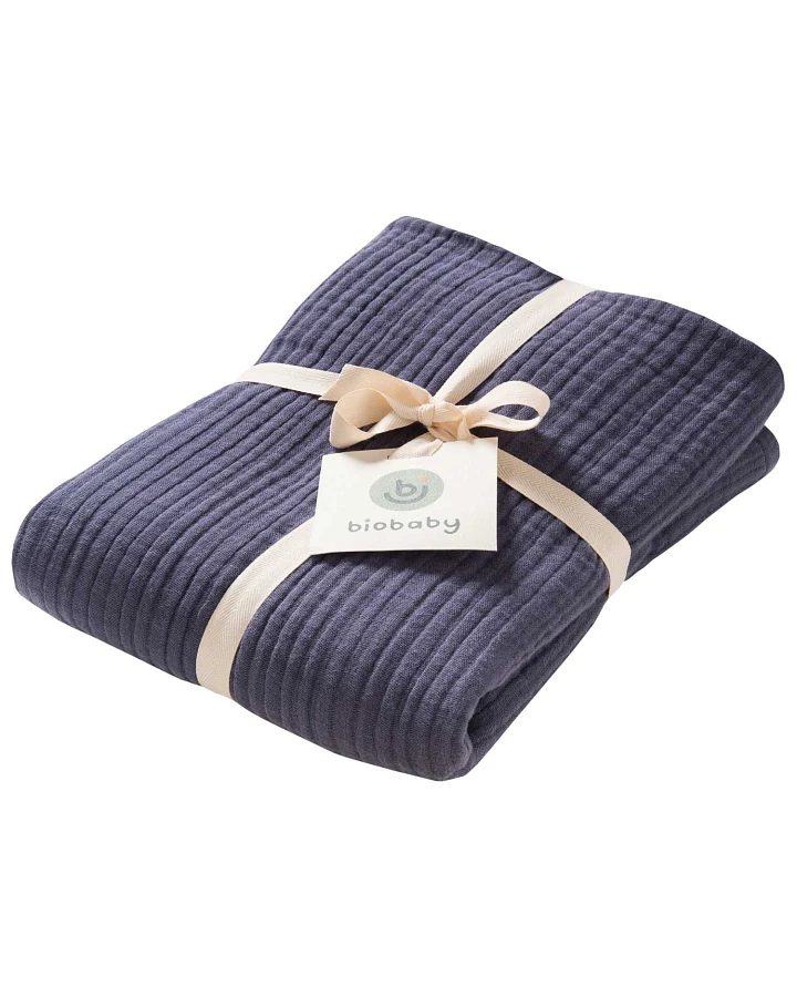 biobaby - Babydecke Musselin 105 x 105 cm rauchblau