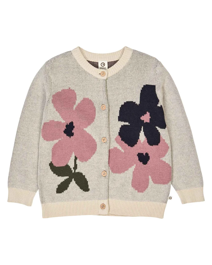 Müsli - Strick-Cardigan "Blumen" oak-rose