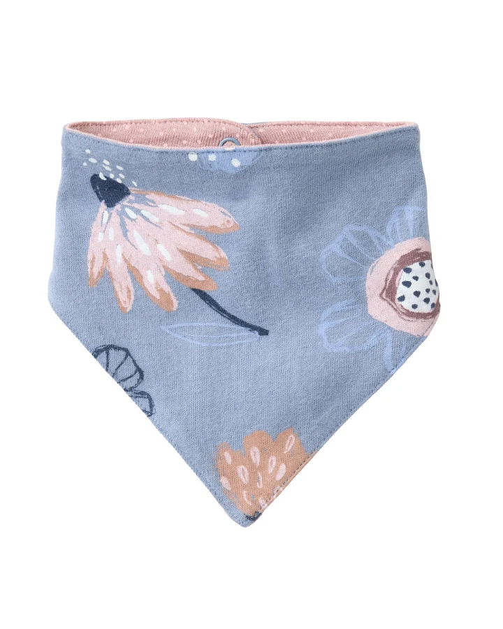 People Wear Organic - Dreieckstuch "große Herbstblumen" rauchblau