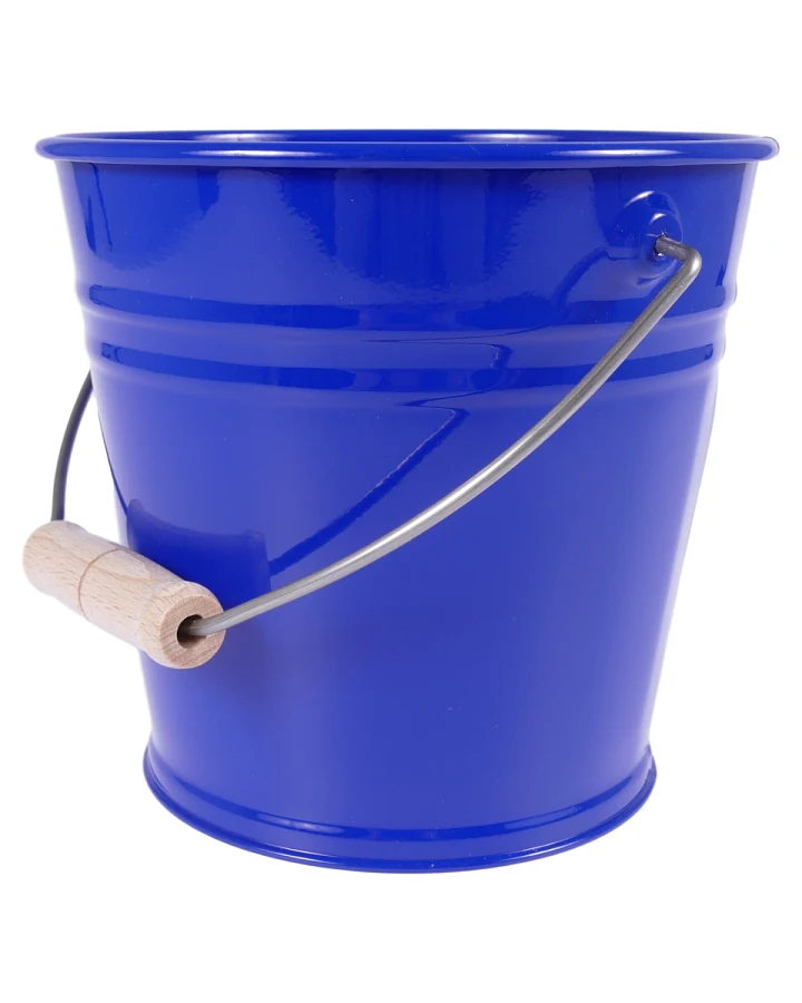 Glückskäfer - Metalleimer mit Holzgriff blau