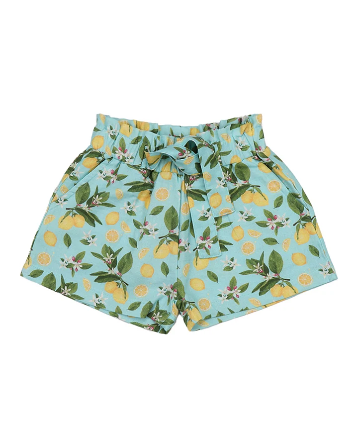 Walkiddy - Musselin-Shorts "Zitrone" türkis