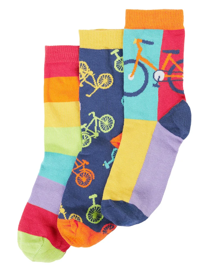 Frugi - Socken 3er-Pack "Fahrrad" bunt 35-38