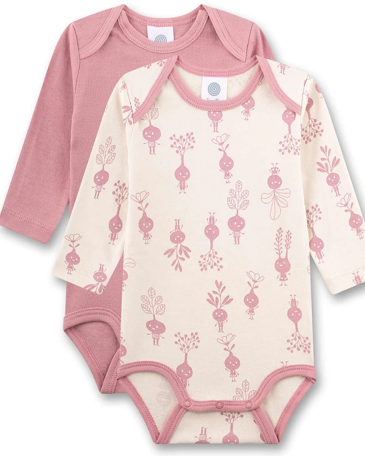 Sanetta - Langarmbody 2er-Set "Rüben" rosa