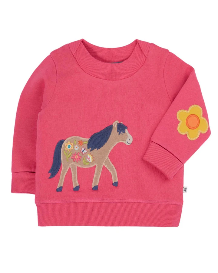 Frugi - Sweatshirt "Pferd" rotpink