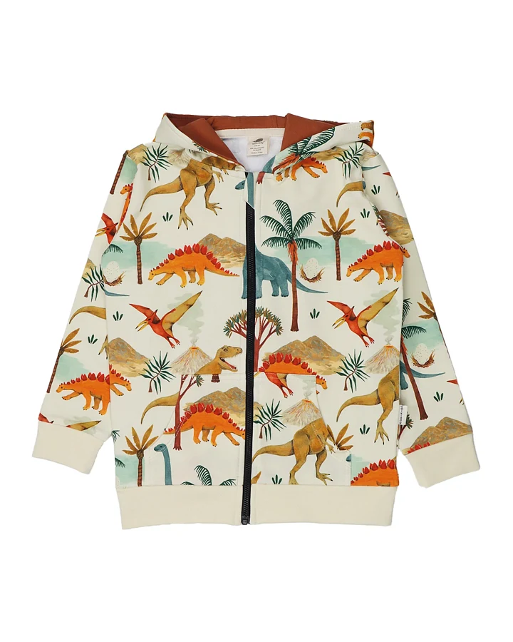 Walkiddy - Sweat-Jacke "Dinosaurier-Welt" natur-bunt