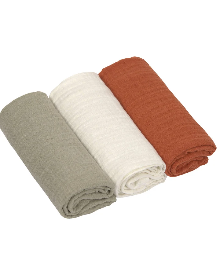 Lässig - Mulltücher 3er Set 60x60cm oliv-rost