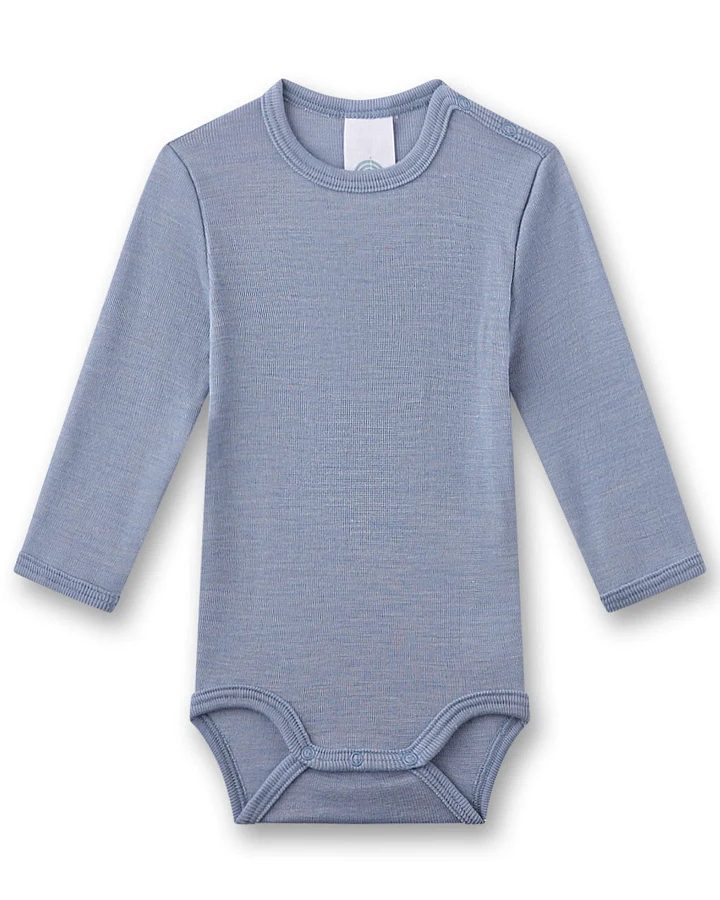 Sanetta - Langarmbody Wolle-Seide light blue