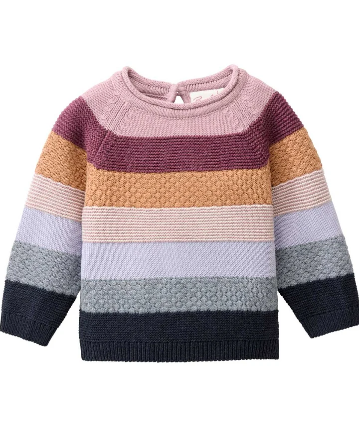 People Wear Organic - Strick-Pullover bunt geringelt
